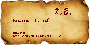 Kubinyi Bernát névjegykártya